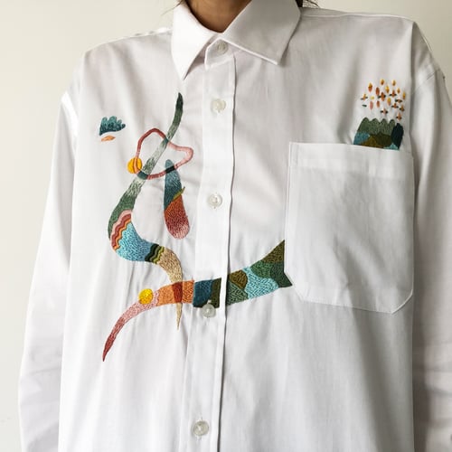 Image of The games we played when we were young - original hand embroidery on men's shirt, Unisex design 