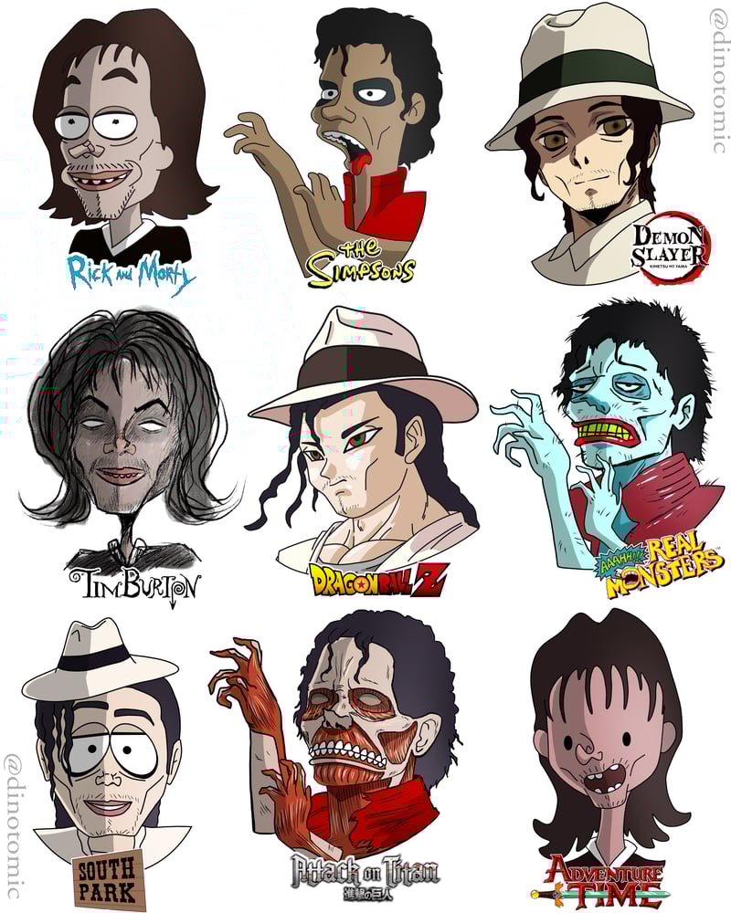 Image of # 224 Michael Jackson in 9 styles