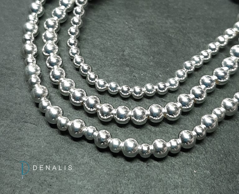 Léonie sterling silver round bead bracelets