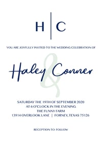 Image 1 of Navy & Sage Wedding Invitations & Details Card