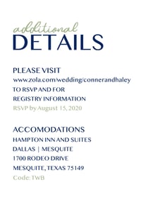 Image 2 of Navy & Sage Wedding Invitations & Details Card