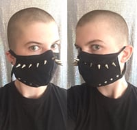 Image 1 of Reusable/Washable Black Face Mask With Silver Studs (with filter pocket and nose wire) 