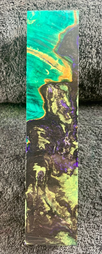 Image of Teal Stabilized Maple Burl Hybrid Call/Handke Blank