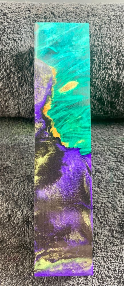 Image of Teal Stabilized Maple Burl Hybrid Call/Handke Blank