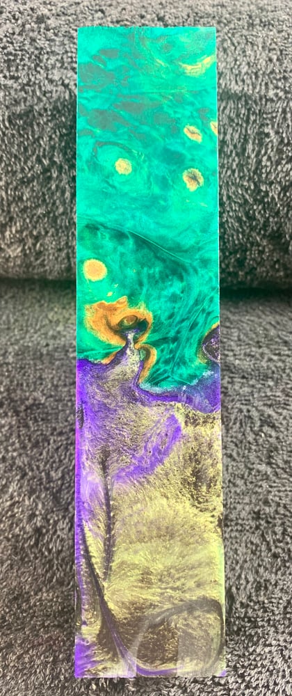 Image of Teal Stabilized Maple Burl Hybrid Call/Handke Blank