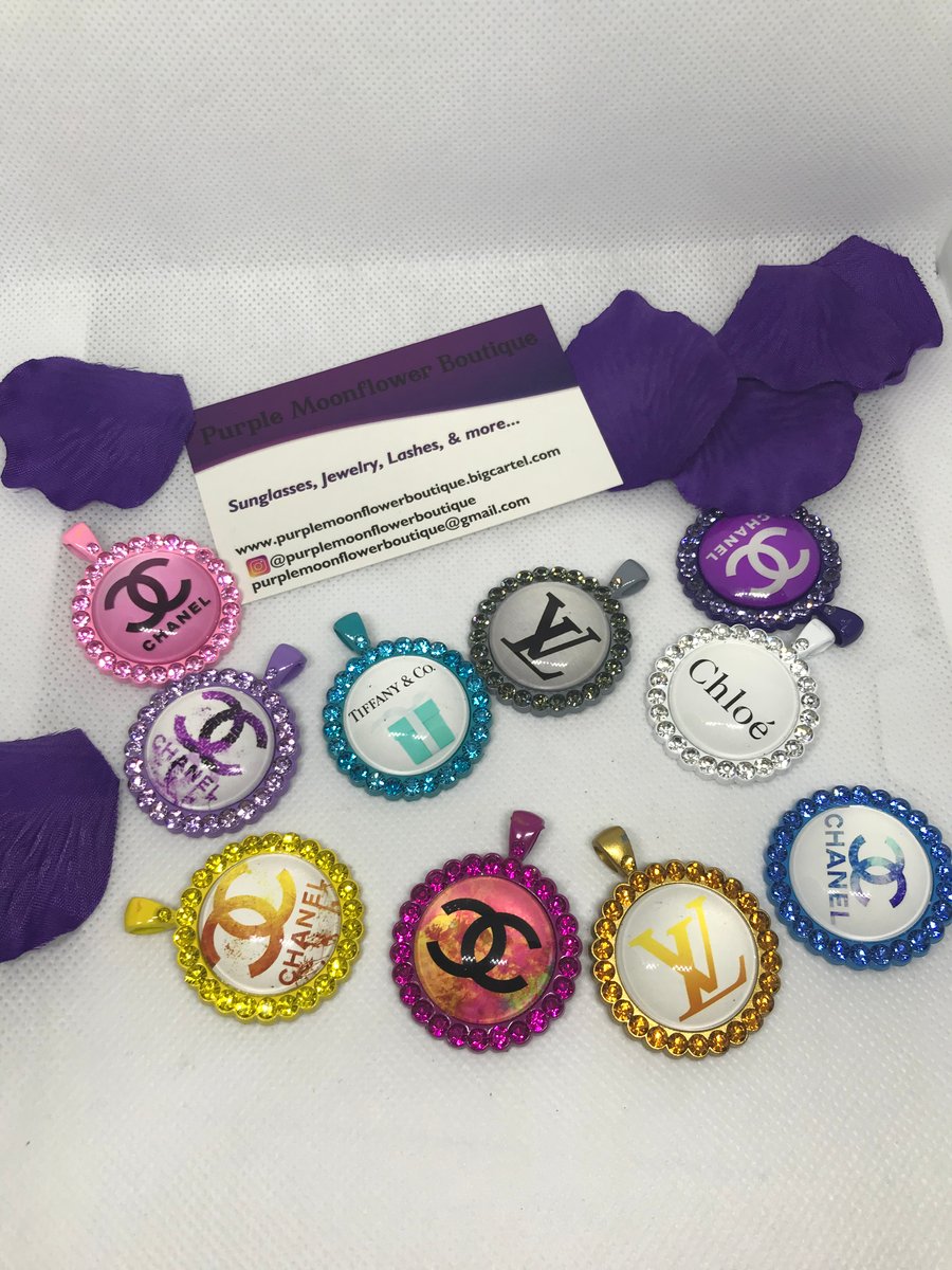Wholesale Bling Circle Tray Charms Purple Moonflower