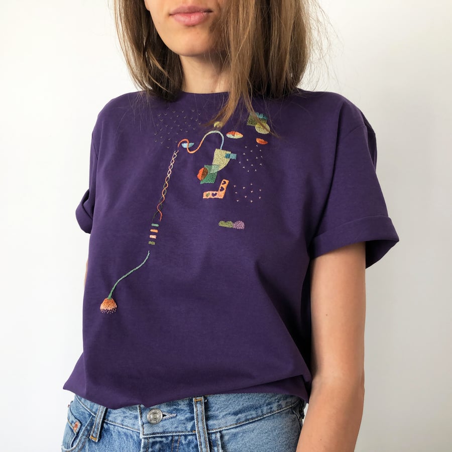Image of The Alchemist of hearts - hand embroidered organic cotton t-shirt, Unisex, size Medium
