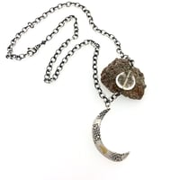 Image 2 of Crescent moon necklace in sterling and 23k gold with 42 carat citrine