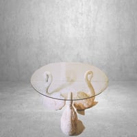 Image 1 of Glass Top Table with 3 Swan Base