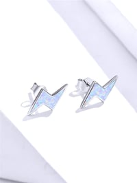 Image 1 of Opal Lightning Bolt Stud Earrings (925 Silver)