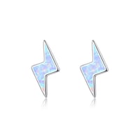 Image 3 of Opal Lightning Bolt Stud Earrings (925 Silver)