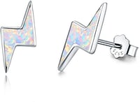 Image 2 of Opal Lightning Bolt Stud Earrings (925 Silver)