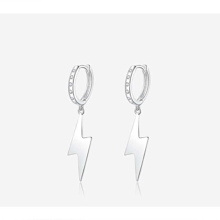 Lightning Bolt Cubic Zircon Earrings (925 Silver)