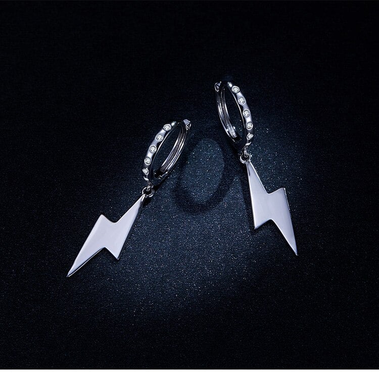 Lightning Bolt Cubic Zircon Earrings (925 Silver)