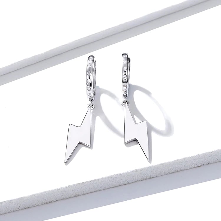 Lightning Bolt Cubic Zircon Earrings (925 Silver)