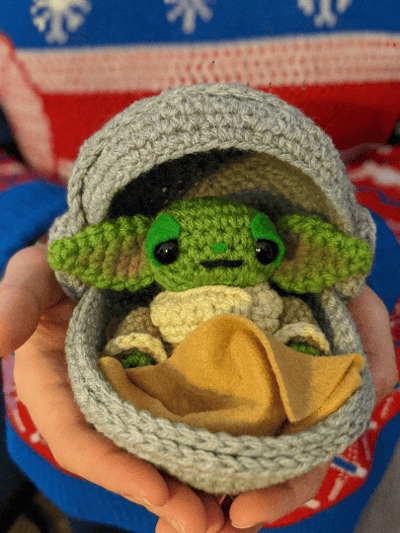 Image of Baby Yoda in Pod Amigurumi Pattern PDF - Mandalorian - Star Wars - Crochet - Instant Download