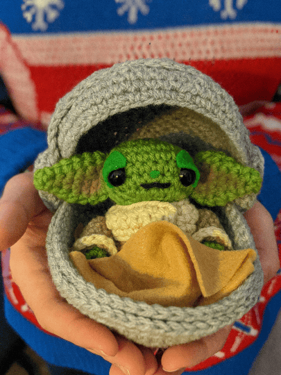 Image of Baby Yoda in Pod Amigurumi Pattern PDF - Mandalorian - Star Wars - Crochet - Instant Download
