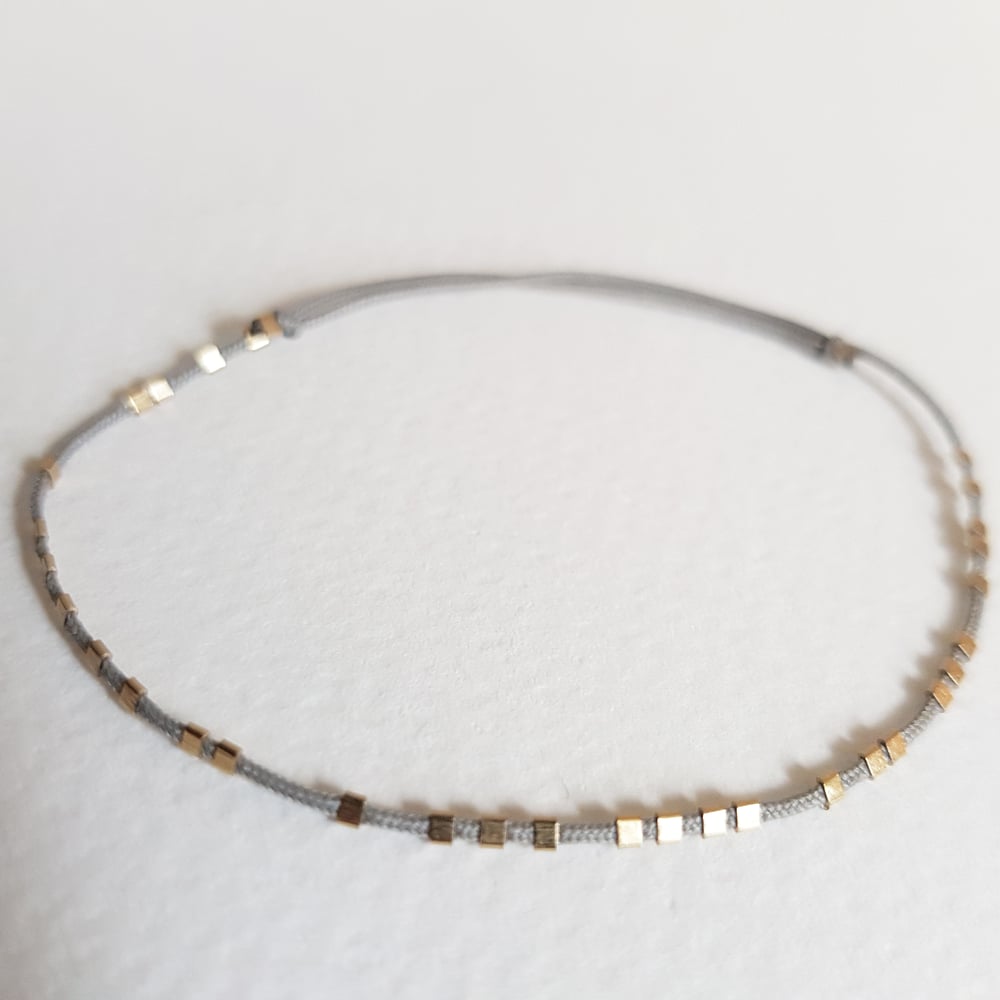 Image of HELENE 31gold squares on pewter grey