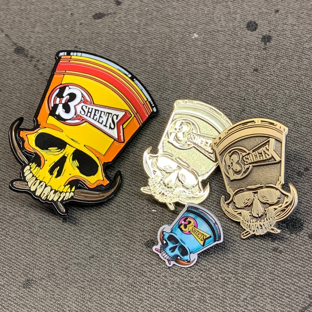 3S 1-Shot Skull Polished Gold Pin
