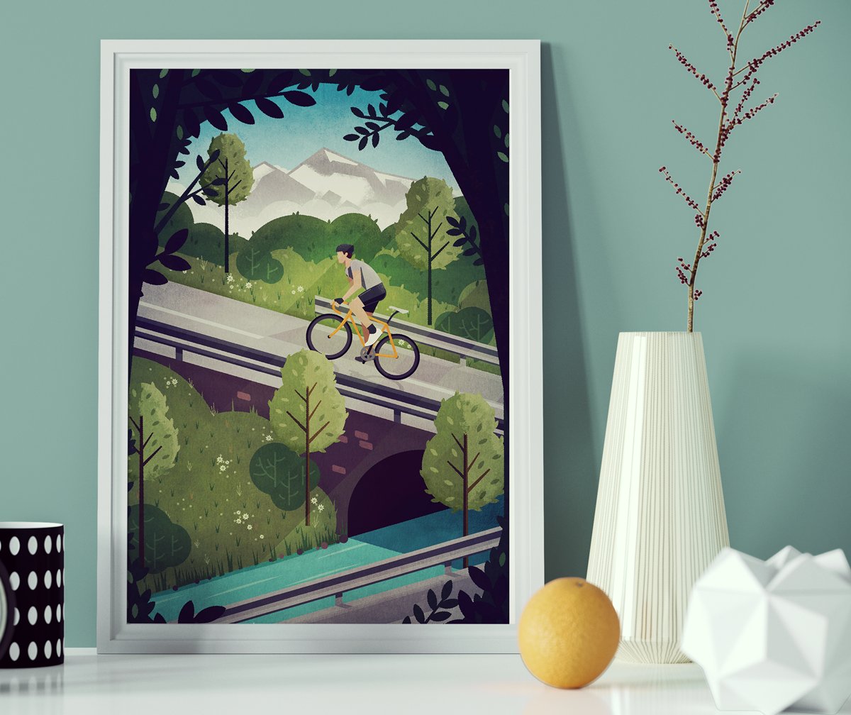 Cycling Print - Into the Hills