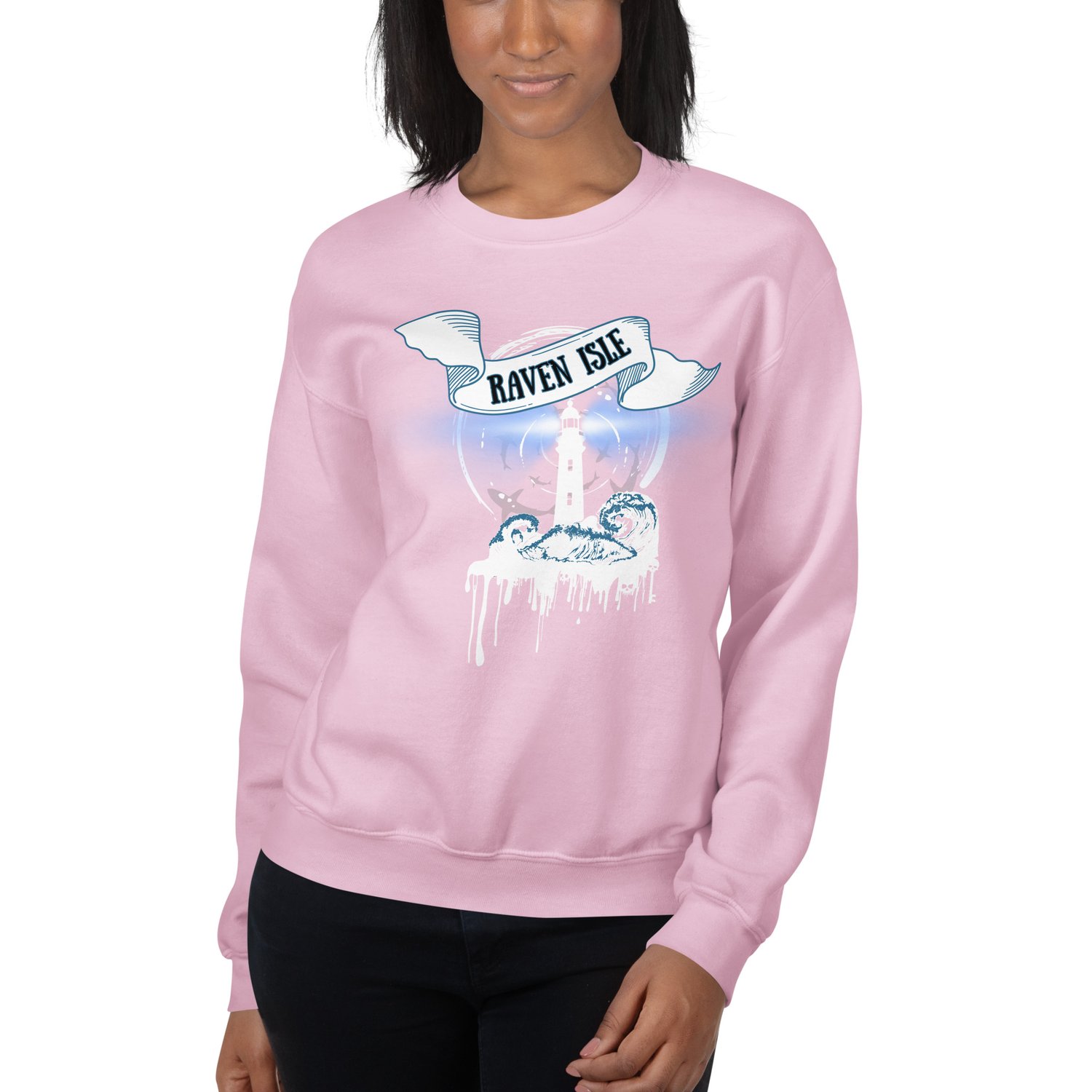 Image of Officially licensed does it hurt Raven Isle white Unisex Sweatshirt