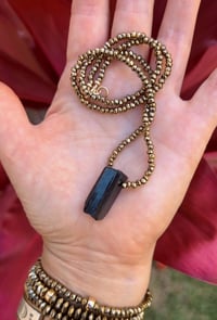 Image 1 of *new* BLACK TOURMALINE + PYRITE necklace