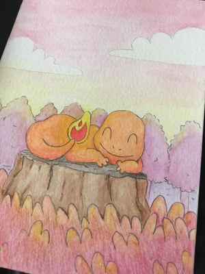 Sleepy Charmander - A6 original