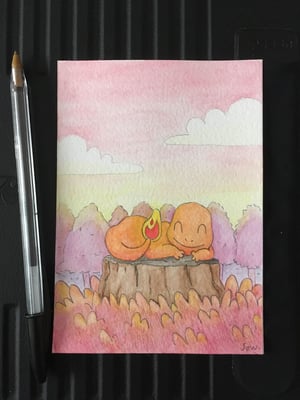 Sleepy Charmander - A6 original