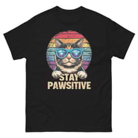 Image 3 of Stay Pawsitive Cat Shirt – Funny Retro Cat Graphic Unisex T-Shirt | Cute Positive Cat Lover Tee