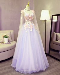 Image 3 of Lavender Tulle Long Sweet 16 Party Dress, A-line Floor Length Evening Dress