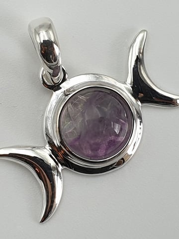 Image of FLUORITE Triple Moon Silver Pendant