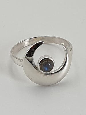 Image of LABRADORITE CRESCENT MOON Sterling Silver Ring