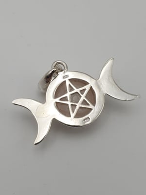 Image of ROSE QUARTZ Triple Moon Silver Pendant