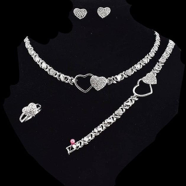 Silver 4Piece Heart Style XOXO Set