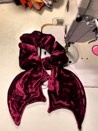 Image 2 of Maroon Velvet  Bat Wing Scrunchie 