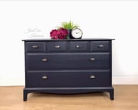 Image 1 of Stag Minstrel CHEST OF DRAWERS painted in Navy Blue with Polished Chrome Art Deco Handles