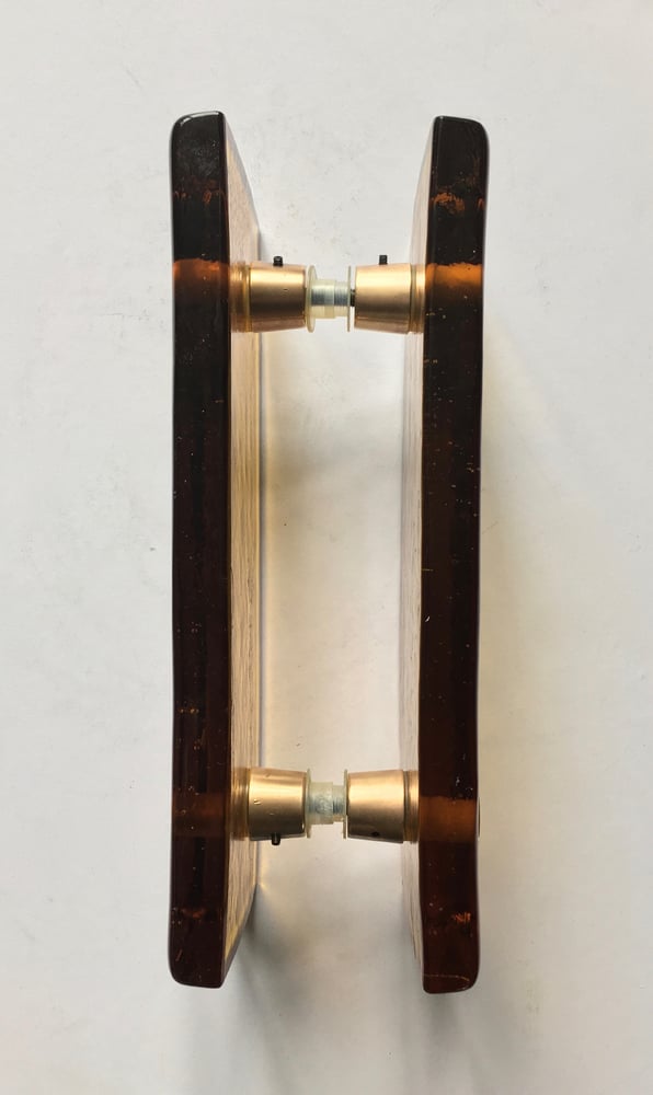 Image of French Amber Glass Handles with Brass Fixings