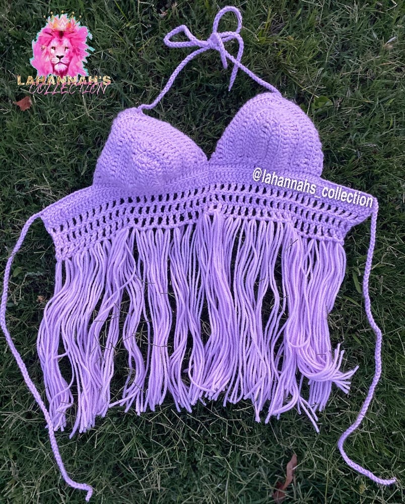 Image of Lavender Crochet Boho Top