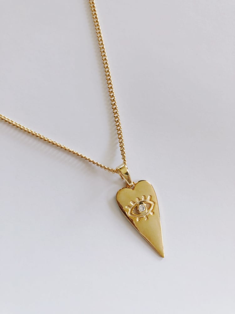 Image of 24K PLATED SLIM HEART LONG NECKLACE