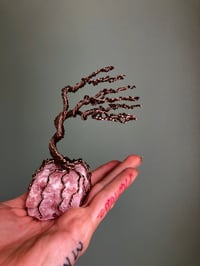 Copper Mini Tree “grown” on Rose Quartz 