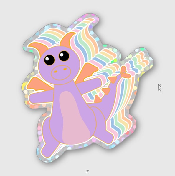 Image of Rainbow dragon glitter sticker 
