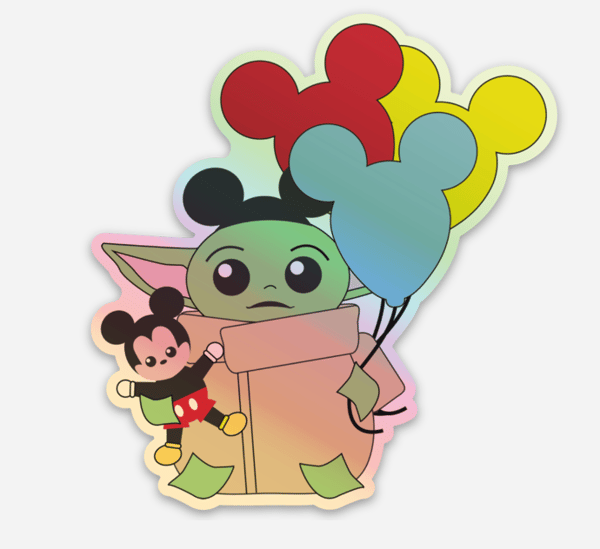 Image of Baby with Balloons - Holographic Sticker 