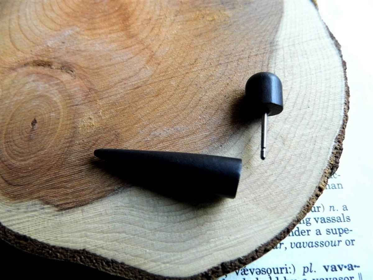 Black Wood Taper Earring Faux Plug