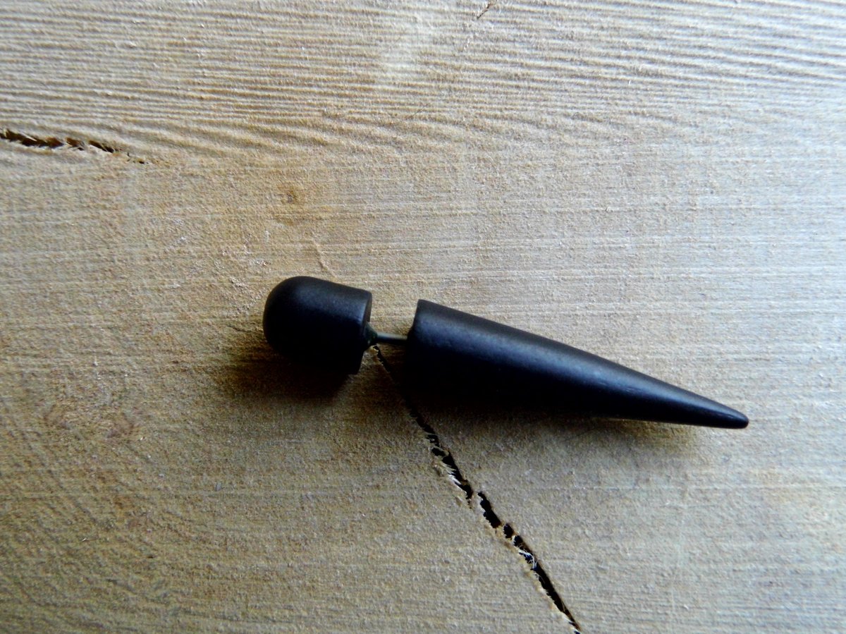 Black Wood Taper Earring Faux Plug