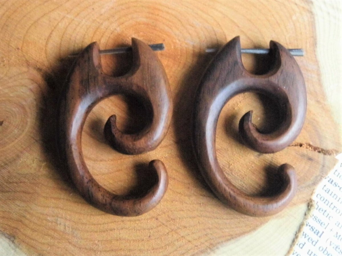 Wave Inspired Wood Hoops Earrings