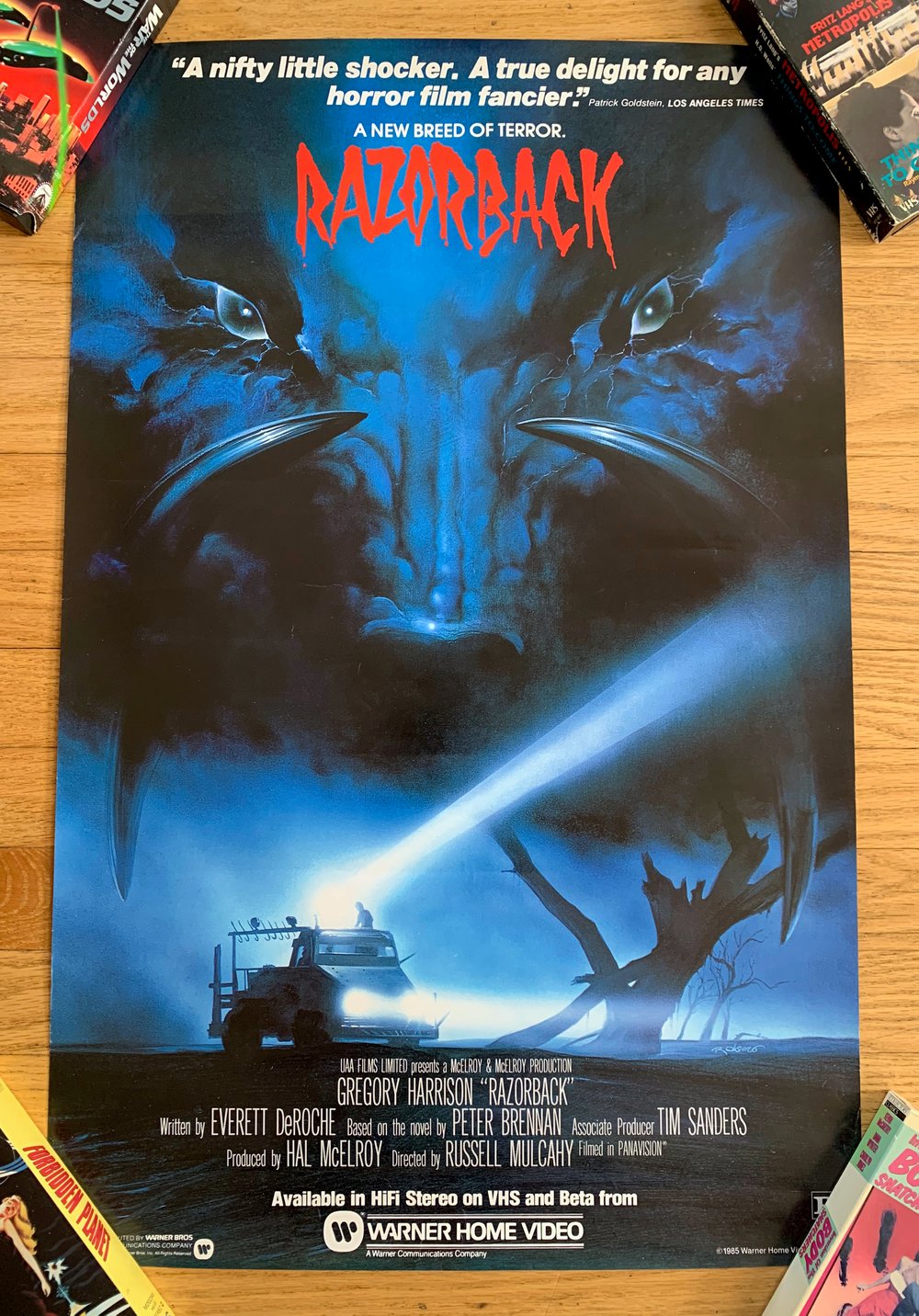 1984 RAZORBACK Original Warner Home Video Promotional Movie Poster