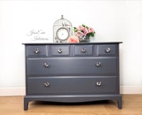 Image 1 of Stag Minstrel CHEST OF DRAWERS painted in grey Soapstone Fusion Mineral paint with glass handles