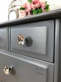 Image 2 of Stag Minstrel CHEST OF DRAWERS painted in grey Soapstone Fusion Mineral paint with glass handles