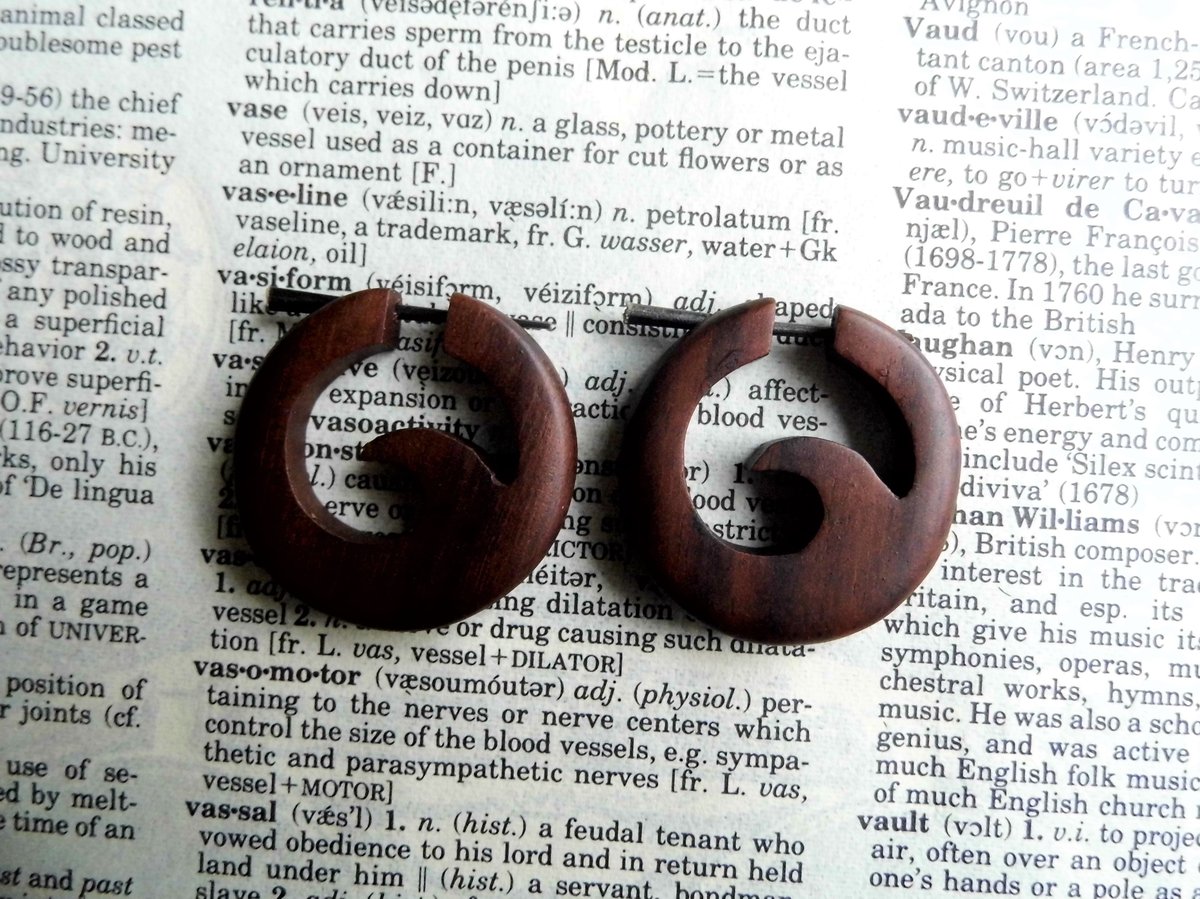 Small Wood Hoop Ocean Wave Earrings