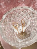 Image 2 of White + Gold Butterfly Earrings & Necklace
